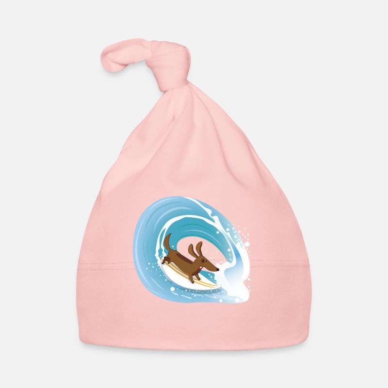Le chiot adore le surf - Bonnet bio Bébé - rose