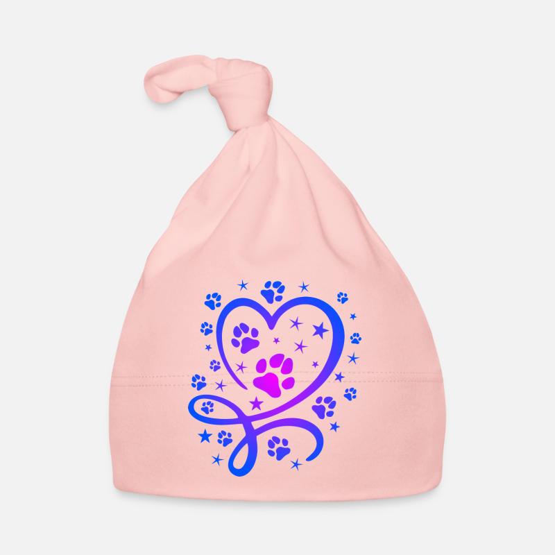 Buntes Herz mit Pfötchen und Sternen Baby Bio-Mütze