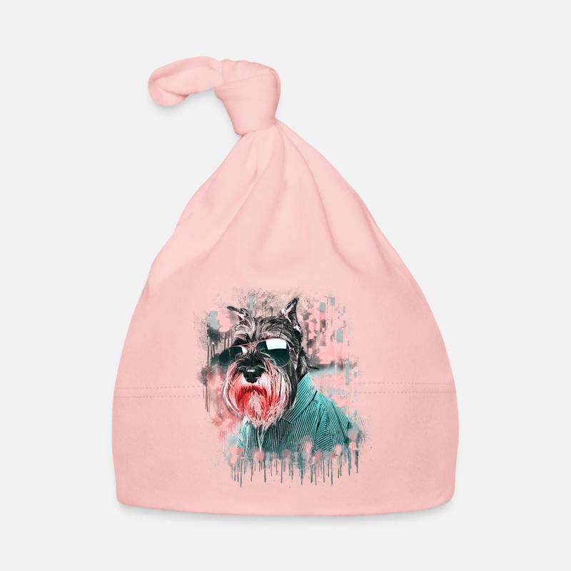 Chien schnauzer avec lunettes de soleil Bonnet bio Bébé
