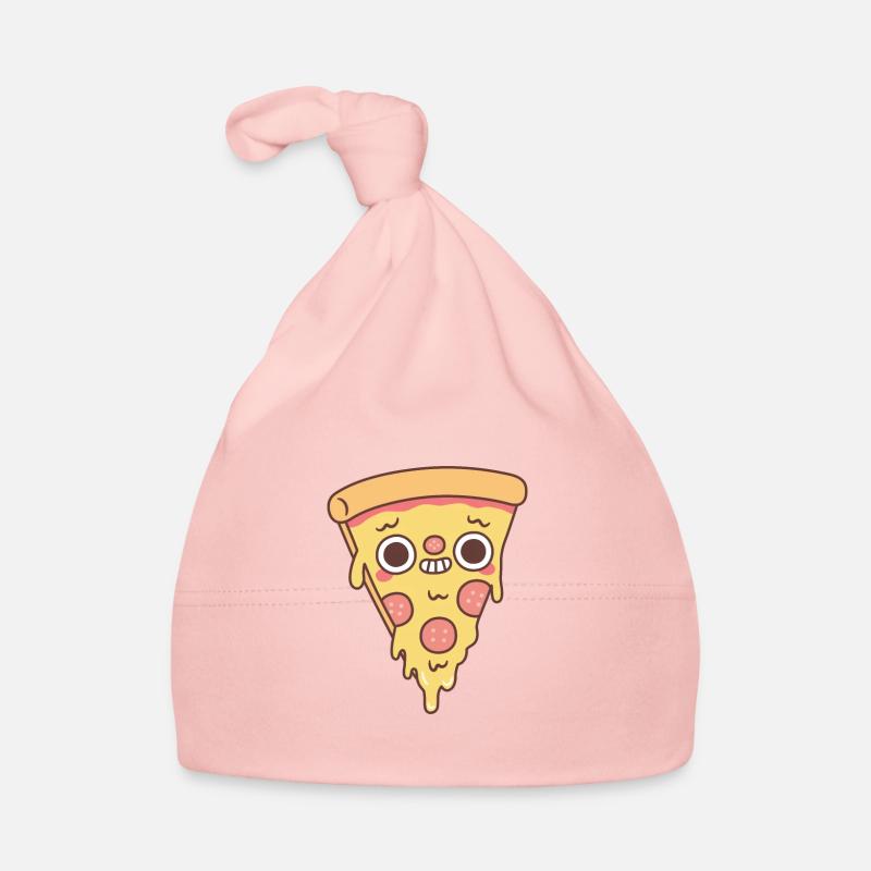 Funny Pizza With Smirk Smile Organic Baby Cap