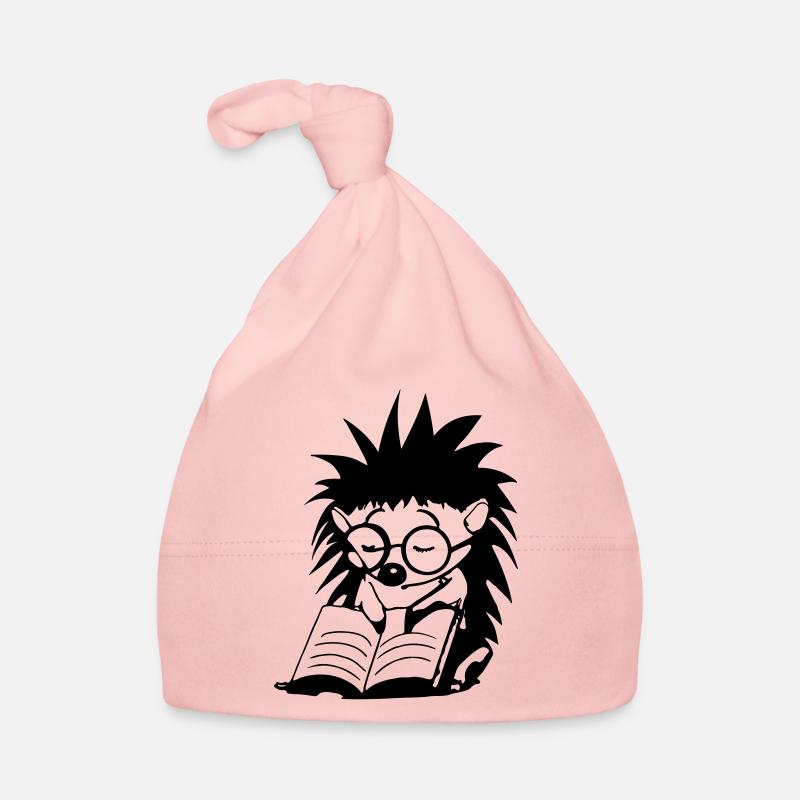 Igel liest Buch und schläft Illustration Geschenk Baby Bio-Mütze