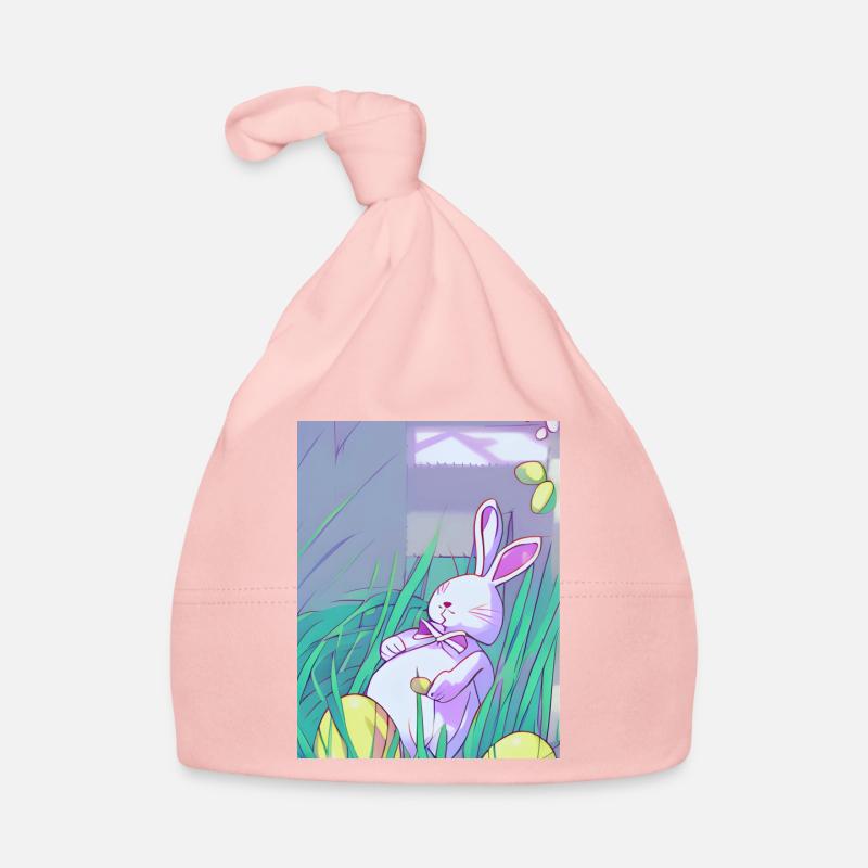 Pastel Easter Bunny in Spring Grass Organic Baby Cap