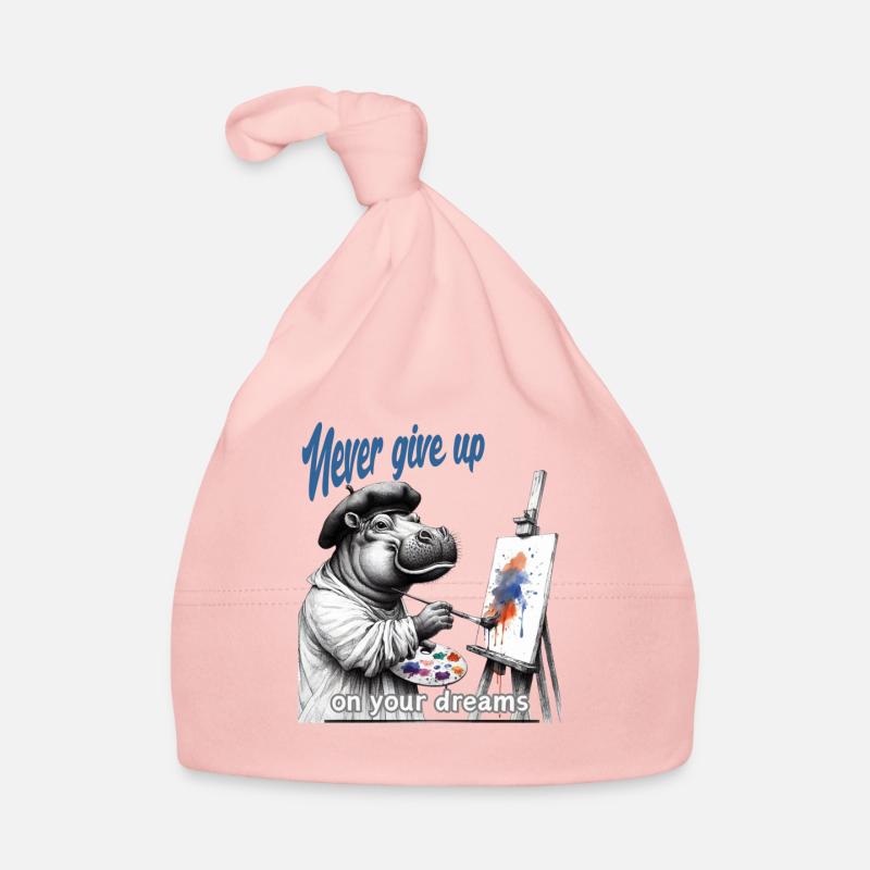 Never give up Painter Hippo Organic Baby Cap