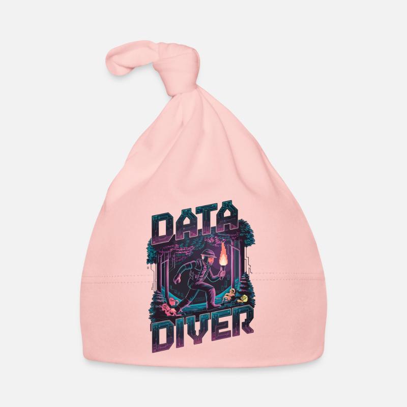 Datentaucher Cyber Explorer Retro Tech Kunstwerk Baby Bio-Mütze