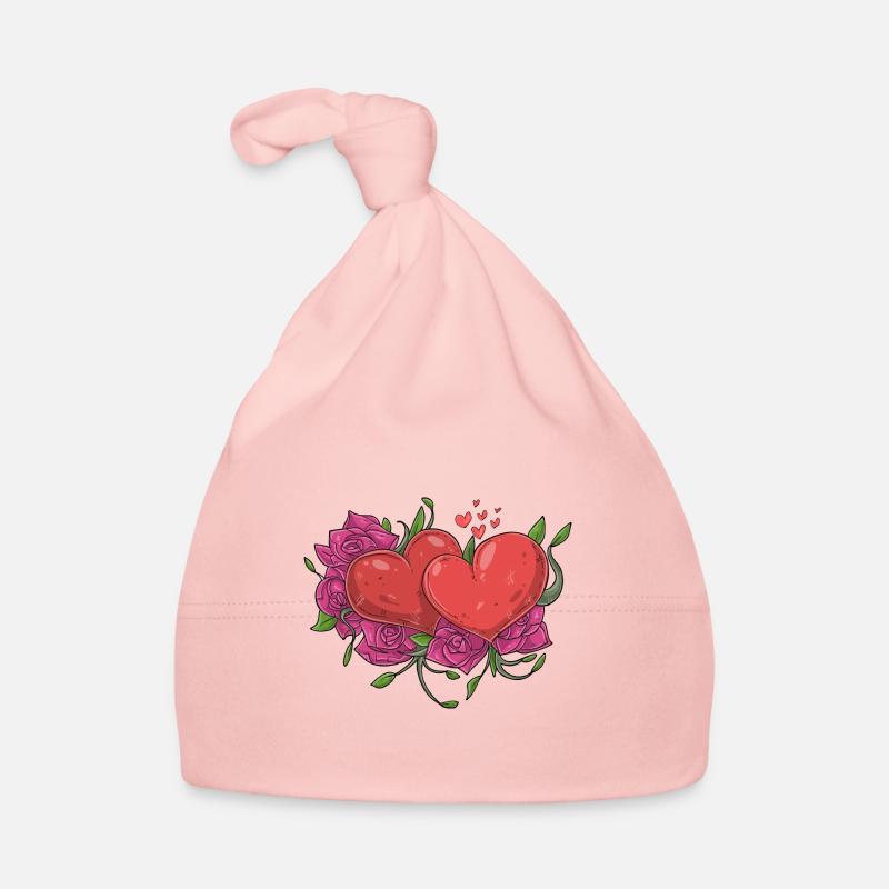 Hearts with flowers Organic Baby Cap