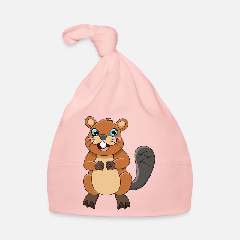 Castors - Bonnet bio Bébé - rose