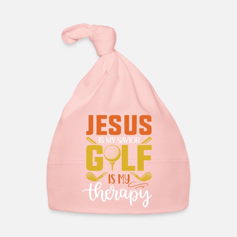 Design Jesus is my savior golf is my therapy - Bonnet bio Bébé - rose