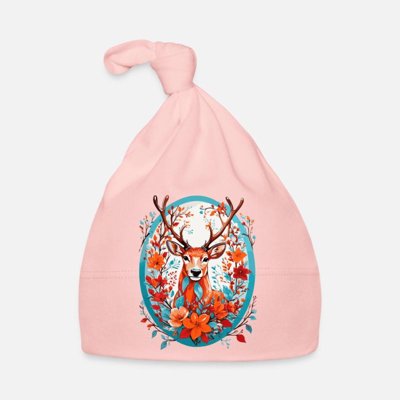 Hirsch mit Blumen Baby Bio-Mütze