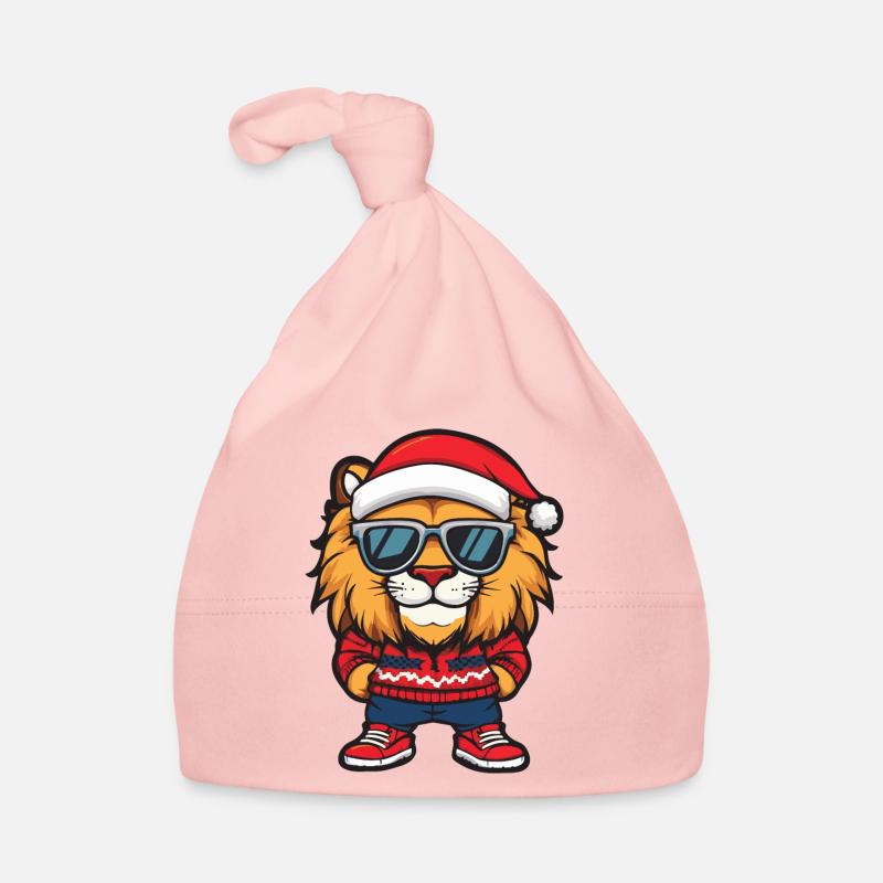Lion Noël Bande dessinée Cool - Bonnet bio Bébé - rose