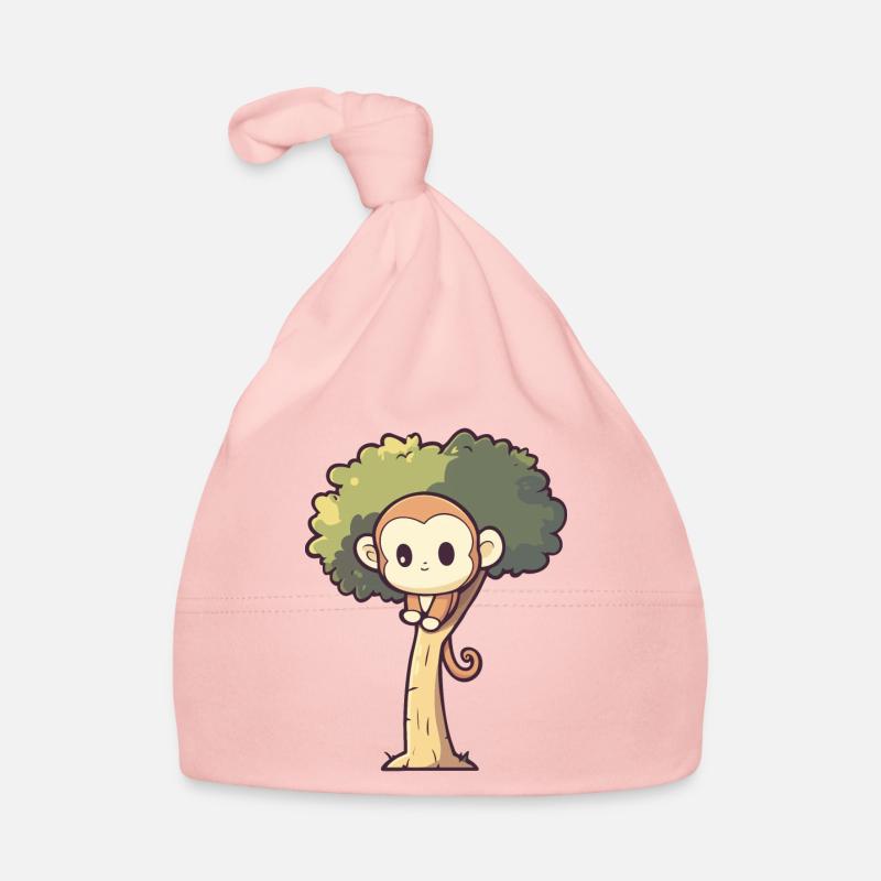 Süßes Äffchen sitz auf einem Baum Baby Bio-Mütze