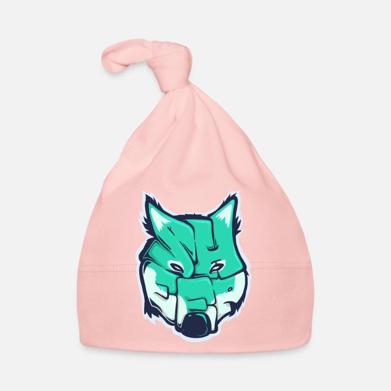 Loup-Mouton, mot dessiné - Bonnet bio Bébé - rose