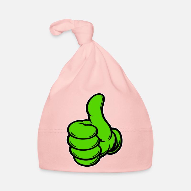 OK Comic Daumenhoch Handsymbol grün Baby Bio-Mütze