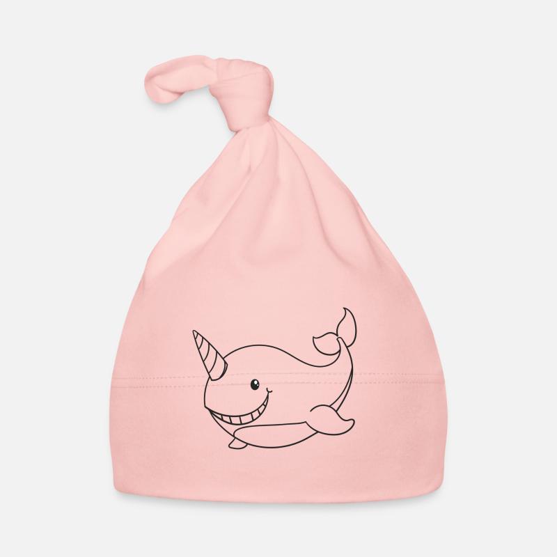Narwal, Wale, Geschenk, Geschenkidee - Baby Bio-Mütze - Rosa