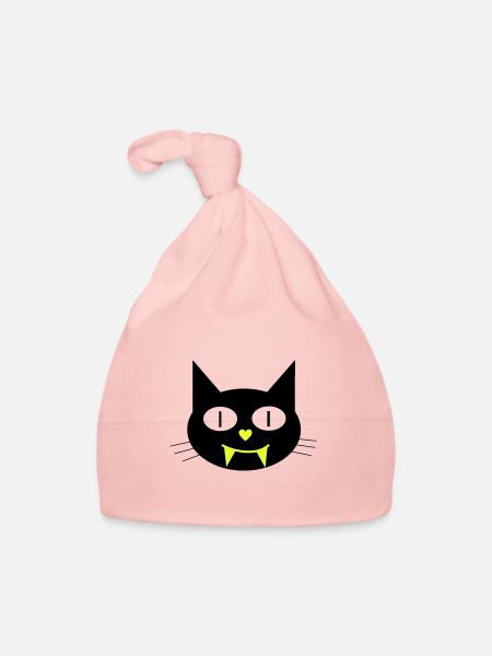 Halloween vampire cat with canines - Organic Baby Cap - pink - Front