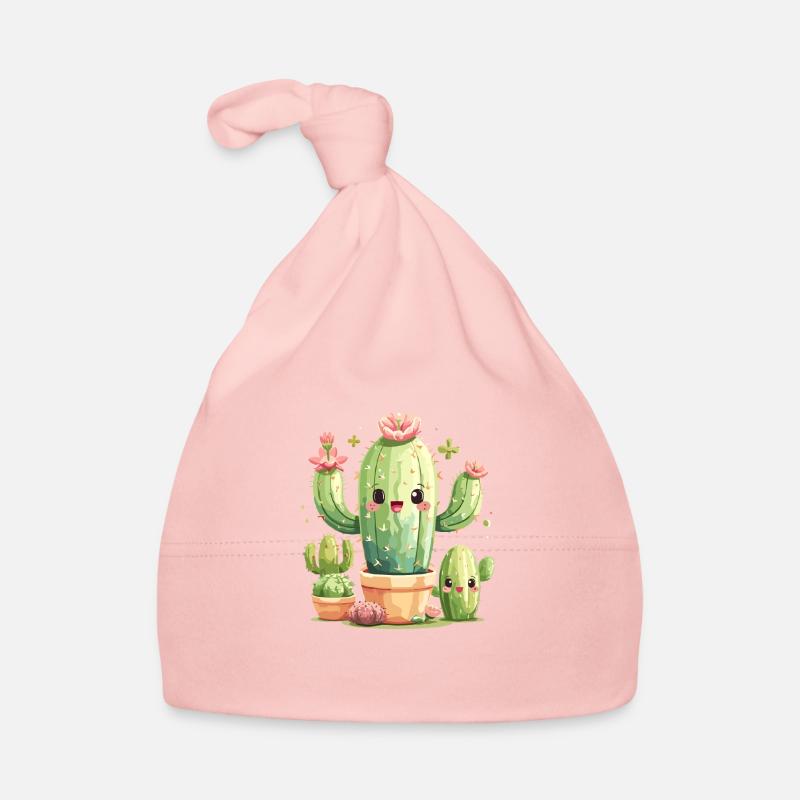 Famille de cactus joyeuse - Bonnet bio Bébé - rose