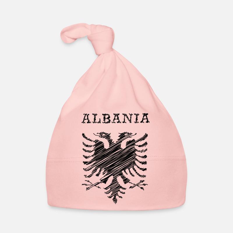 Albania, scribble black Baby Bio-Mütze