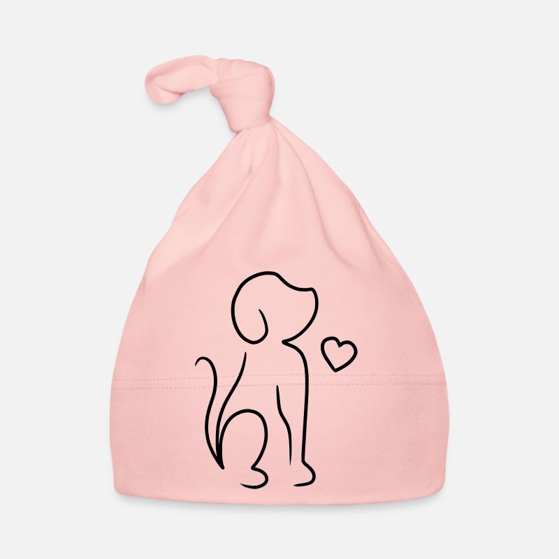 Dessin de chien - Bonnet bio Bébé - rose