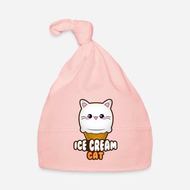 Crème glacée Chat Crème glacée Chat glace Boule de crème glacée à la vanille Bonnet bio Bébé