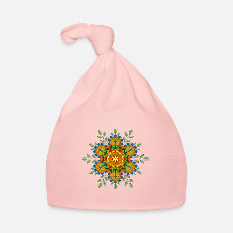 Fleurs mandala - Bonnet bio Bébé - rose