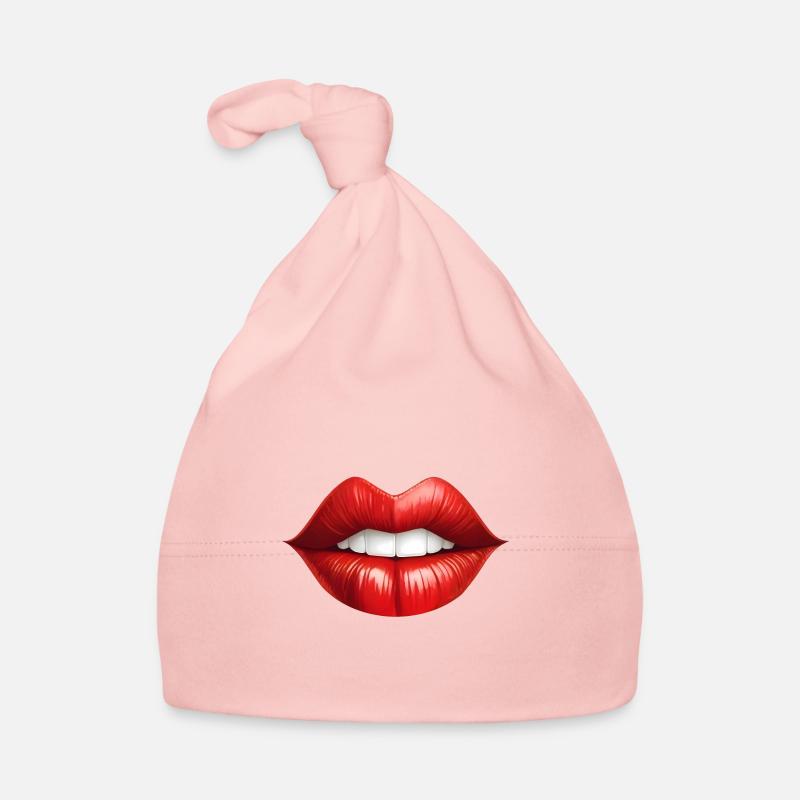Les lèvres rouges sont faites pour être embrassées - Bonnet bio Bébé - rose