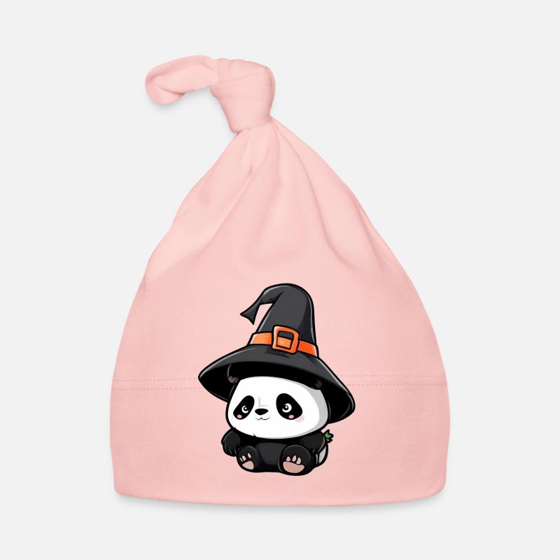 Cute Halloween panda with witch hat. Organic Baby Cap