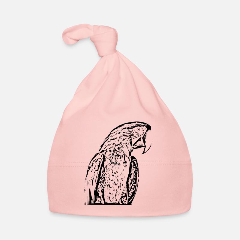 Parrot Bird Black Organic Baby Cap