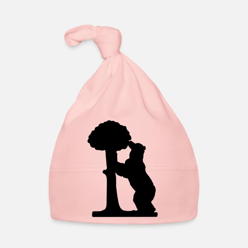 drawing silhouette bear and strawberry tree madrid Organic Baby Cap