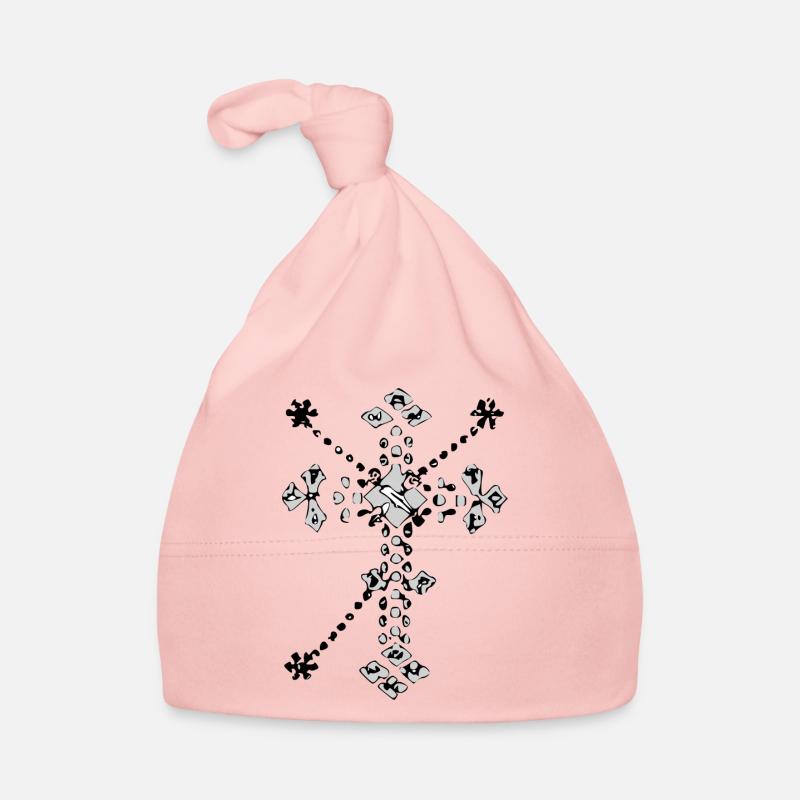 Croix catholique zentangle - Bonnet bio Bébé - rose