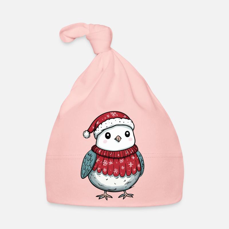 Colombe oiseau Noël bande dessinée Bonnet bio Bébé