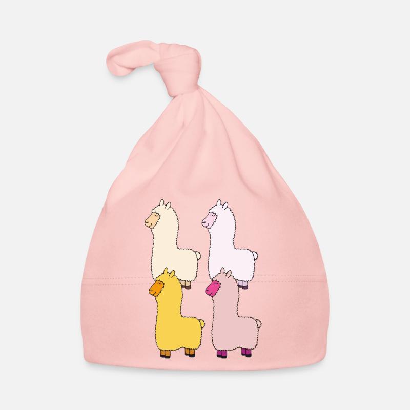 Lama coloré - Bonnet bio Bébé - rose
