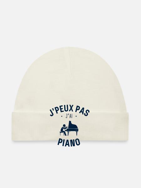J peux pas j ai piano - Bonnet bio Bébé - rose - Devant