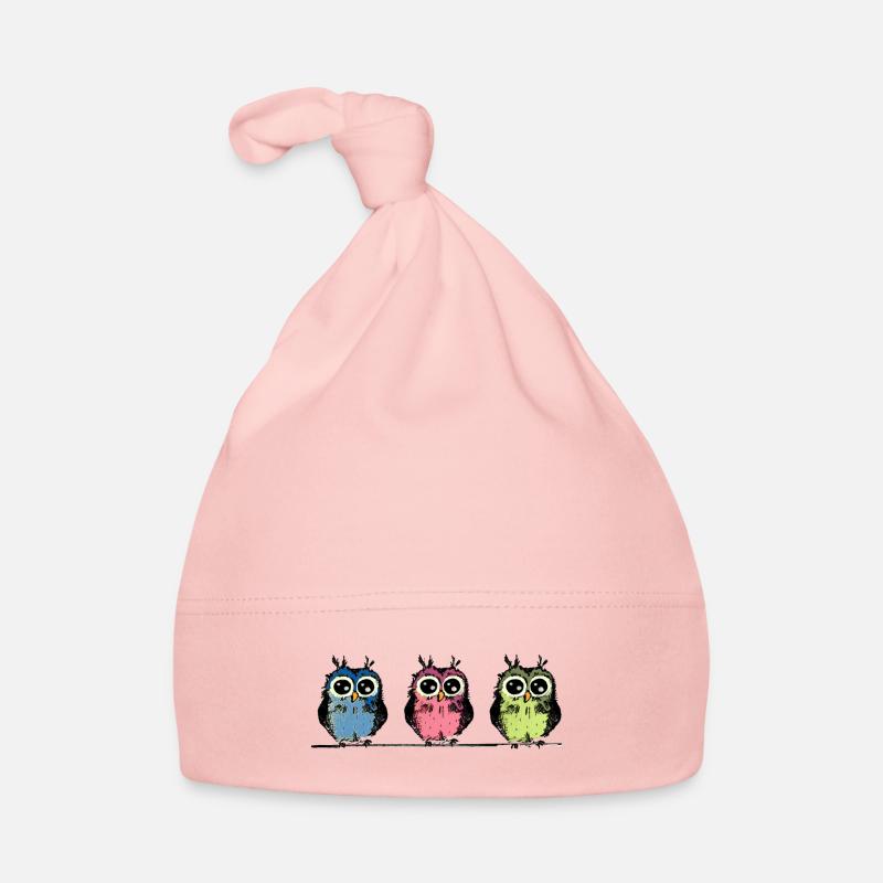 Three Cute Owls Organic Baby Cap