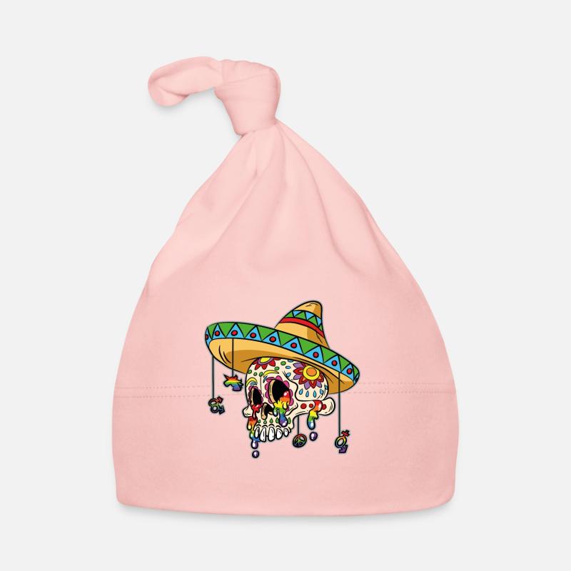 Gay Pride Sugar Skull Cinco de Mayo - Bonnet bio Bébé - rose