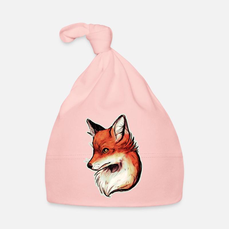 Tête de renard dessin art Fox Bonnet bio Bébé