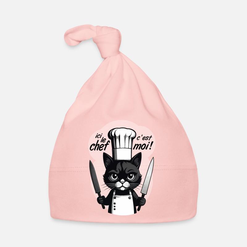 ici le chef c'est moi ! humour chat chef cuisine Bonnet bio Bébé