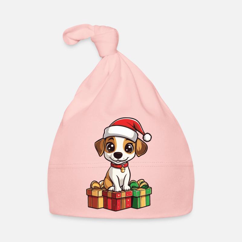 Jack Russel Terrier Chien Cadeaux de Noël - Bonnet bio Bébé - rose