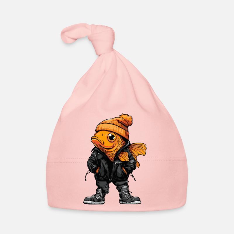 Poisson rouge drôle d’hiver Bonnet bio Bébé