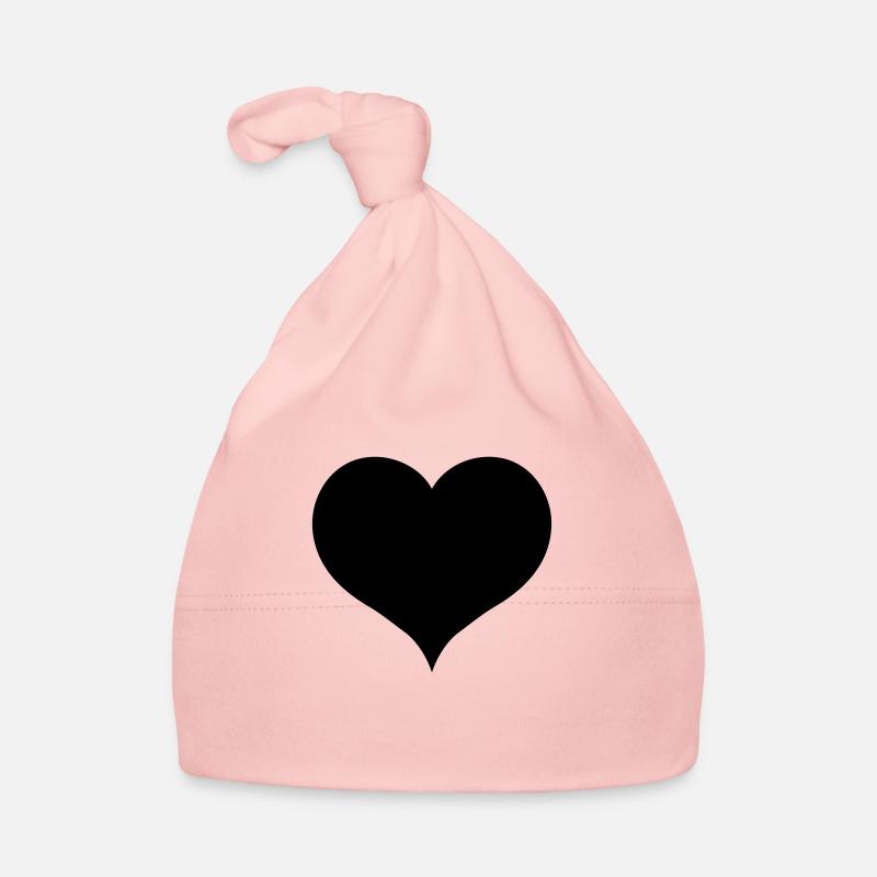 Coeur noir - Bonnet bio Bébé - rose