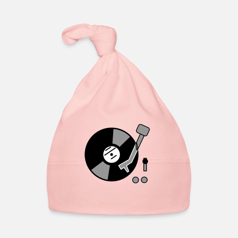 DJ Turntable Idée cadeau vinyle Disque phonographe Musique - Bonnet bio Bébé - rose