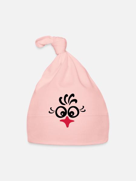 rooster_face - Bonnet bio Bébé - rose - Devant