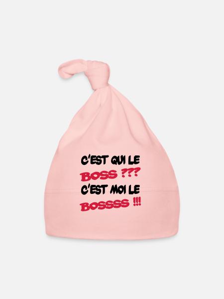 C'est qui le boss ? - Bonnet bio Bébé - rose - Devant