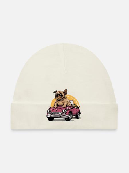Dog Bulldog Animals Puppy Cute Dog Watercolor Art - Organic Baby Cap - pink - Front