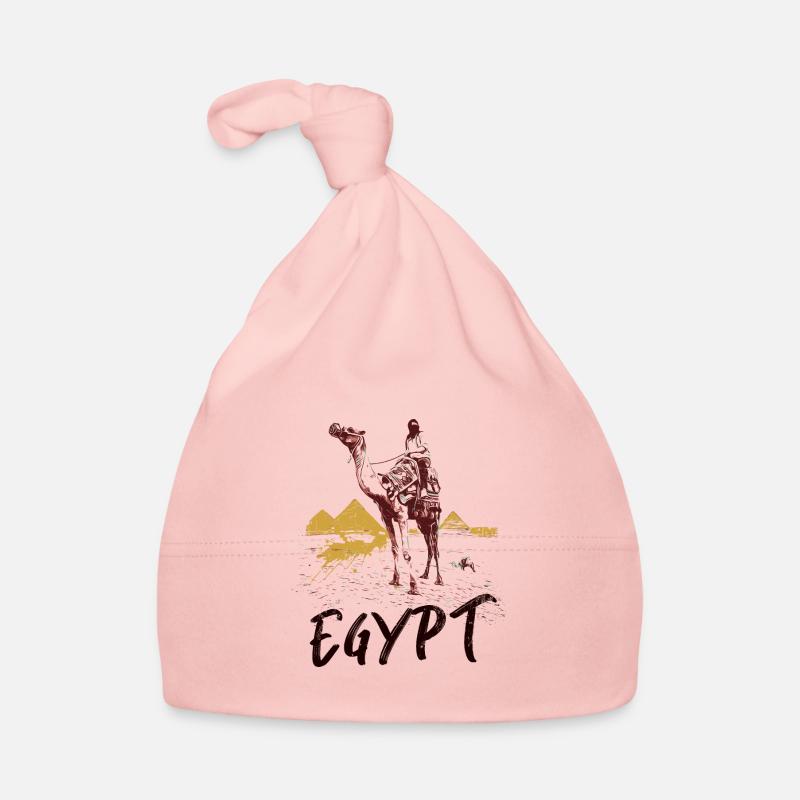 Illustration: Bédouin d'Égypte et pyramides - Bonnet bio Bébé - rose