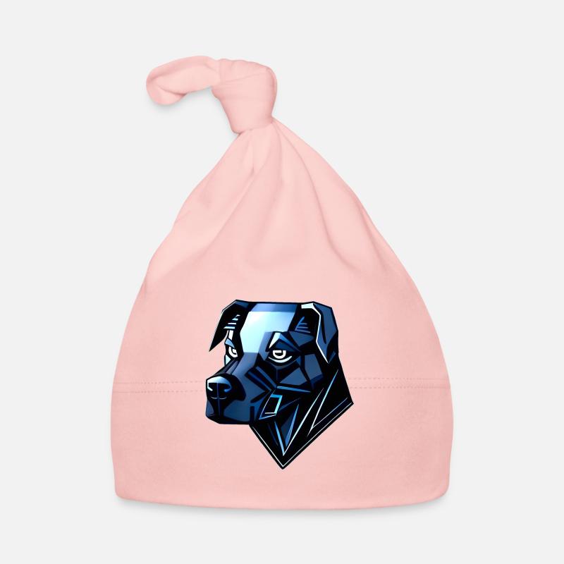 Hund Dobermann - Blaue Polygone - Baby Bio-Mütze - Rosa