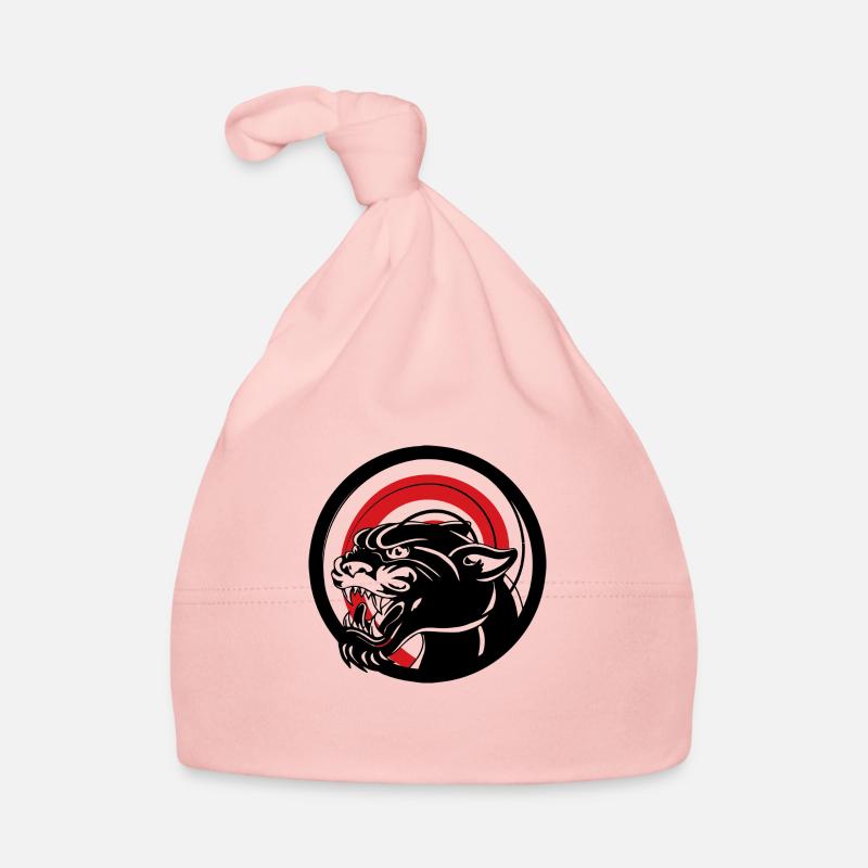 rayures noires animaux - Bonnet bio Bébé - rose