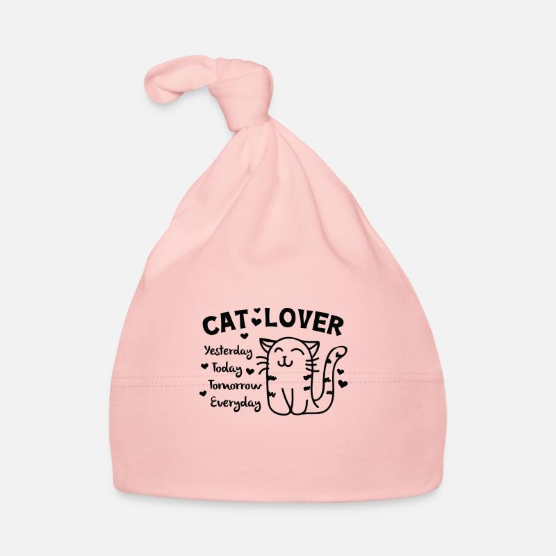 amant de chat tous les jours - Bonnet bio Bébé - rose