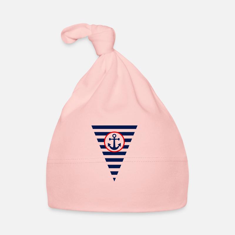 Flagge,Anker, maritim - Baby Bio-Mütze - Rosa