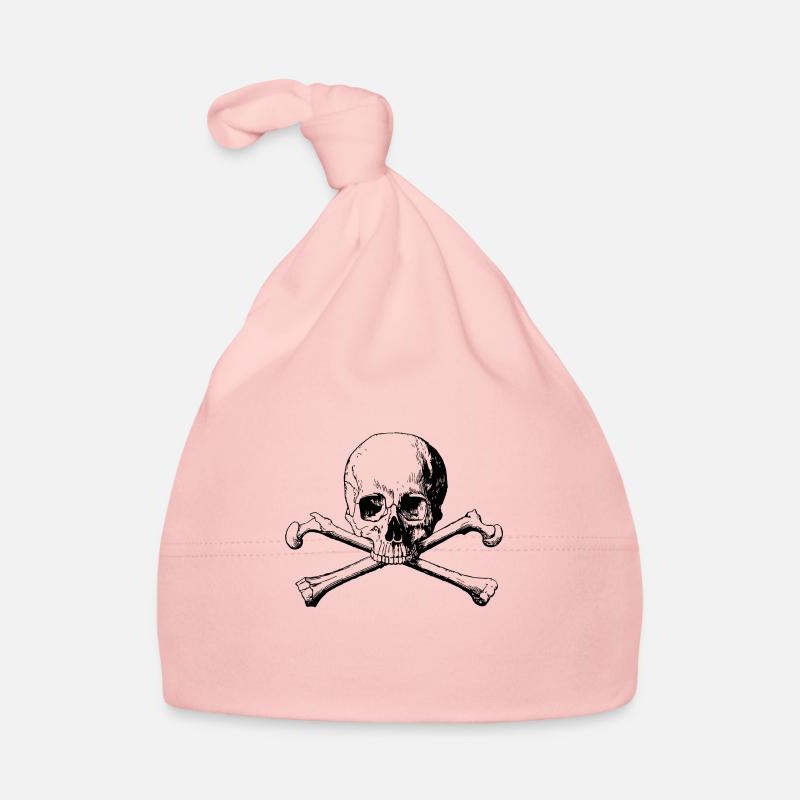 Crâne et os croisés noir Bonnet bio Bébé