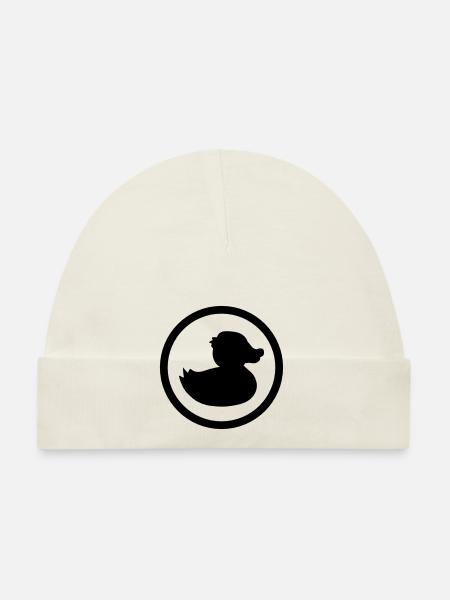 kreis rund logo quietscheente gummiente badeente e - Baby Bio-Mütze - Rosa - Vorne