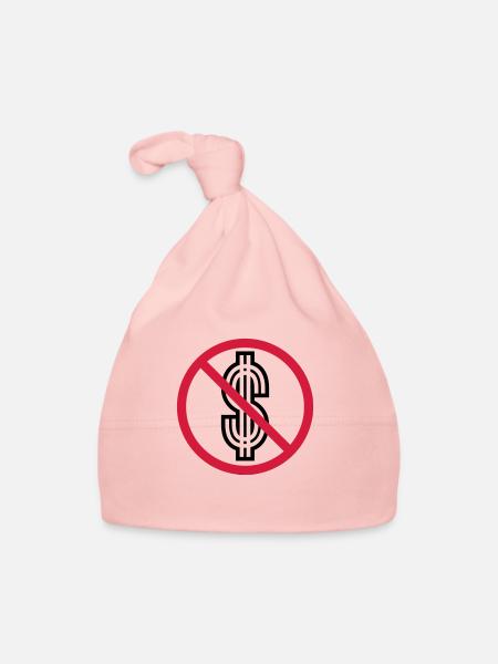 no dollar sign forbidden symbol sign money re - Organic Baby Cap - pink - Front